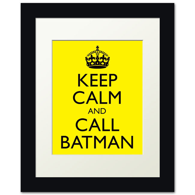 Keep Calm and Call Batman, framed print (yellow and black)