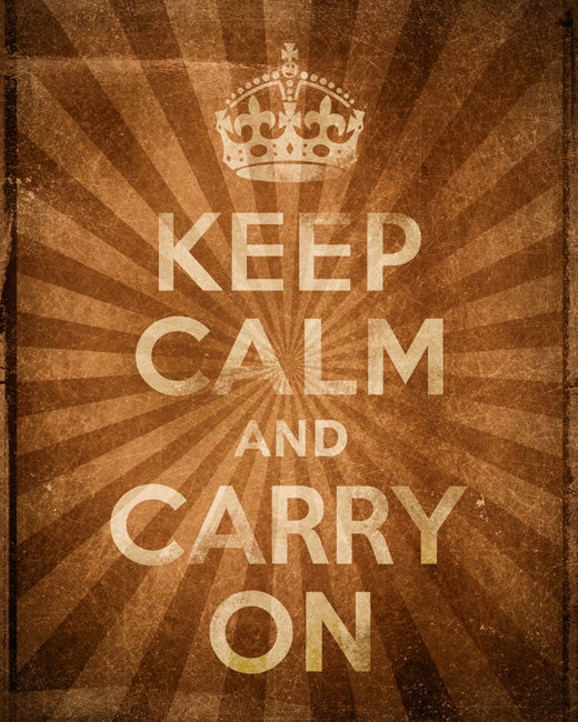 Keep Calm and Carry On, premium art print (antique sunburst)