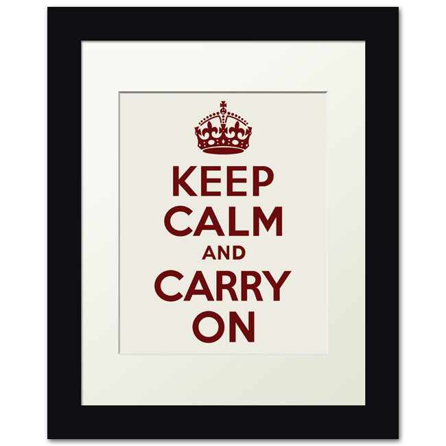 Keep Calm And Carry On, framed print (antique white)
