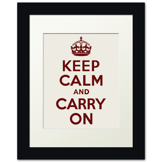 Keep Calm And Carry On, framed print (antique white)