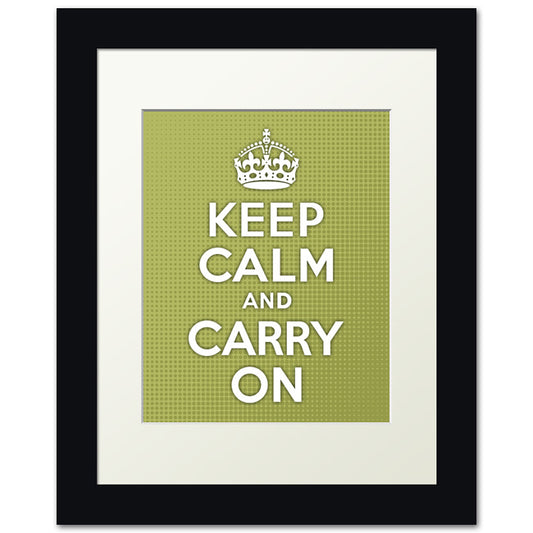 Keep Calm And Carry On, framed print (avacado halftone)