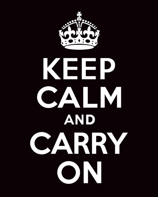 Keep Calm and Carry On, premium art print (black)