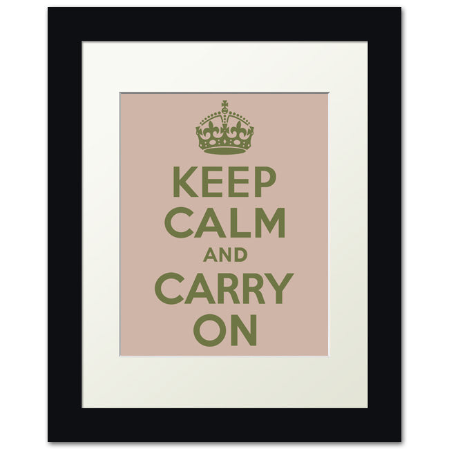 Keep Calm And Carry On, framed print (blushing)