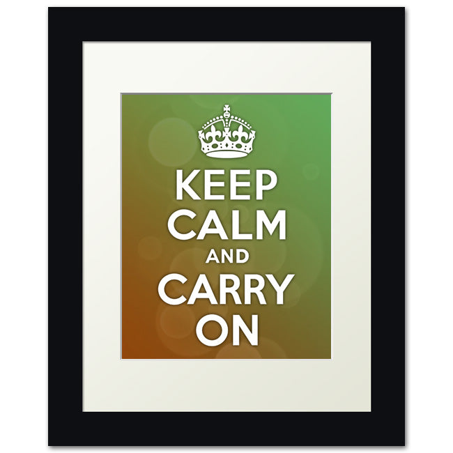 Keep Calm And Carry On, framed print (bubble background)