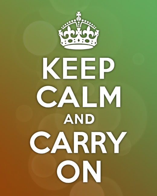 Keep Calm and Carry On, premium art print (bubble background)