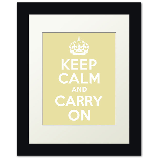 Keep Calm And Carry On, framed print (chardonnay)