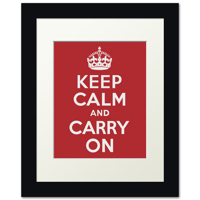 Keep Calm And Carry On, framed print (classic red)