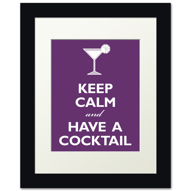 Keep Calm And Have A Cocktail, framed print (plum)