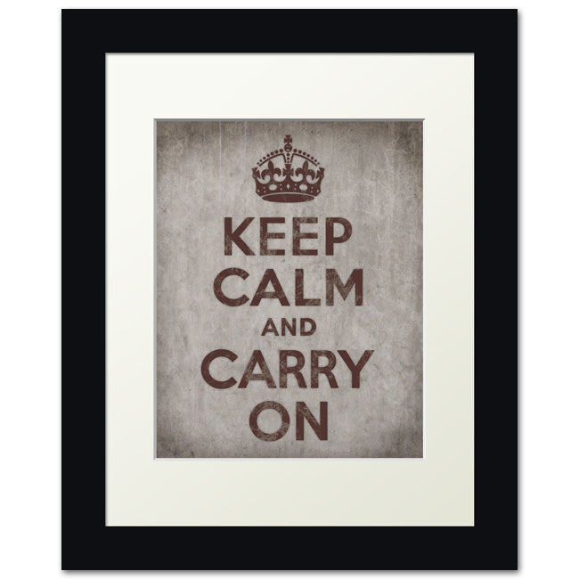 Keep Calm And Carry On, framed print (concrete)