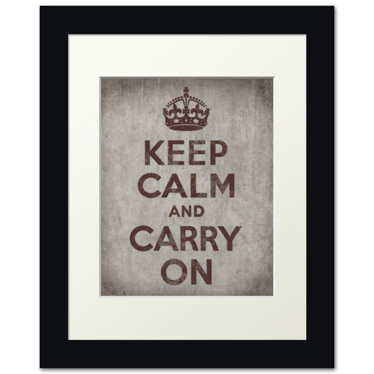 Keep Calm And Carry On, framed print (concrete)