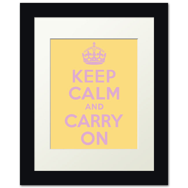 Keep Calm And Carry On, framed print (daffodil)