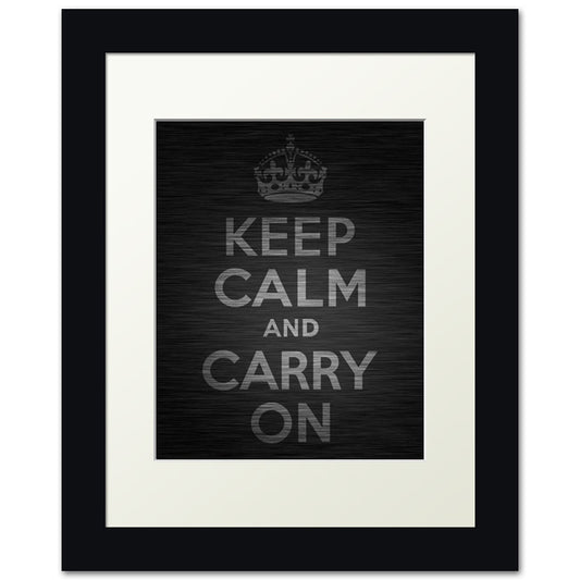 Keep Calm And Carry On, framed print (dark titanium)