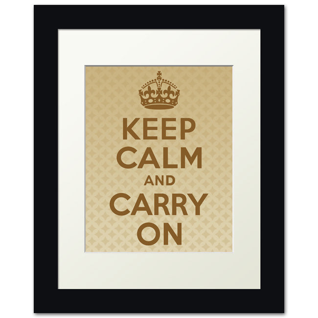 Keep Calm And Carry On, framed print (gold ornaments)