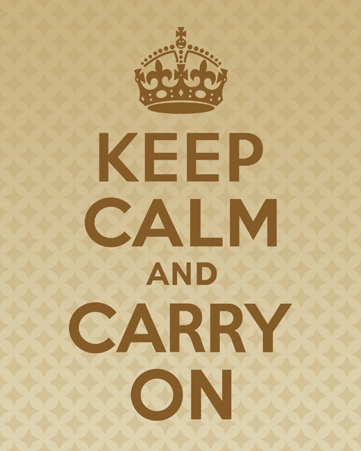 Keep Calm and Carry On, premium art print (gold ornaments)
