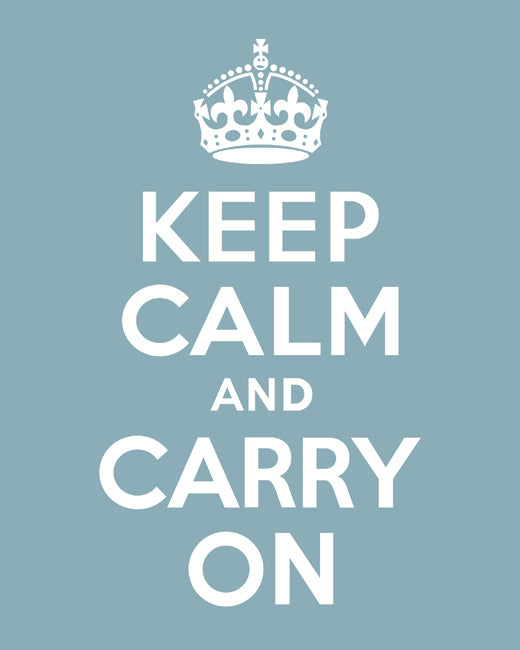 Keep Calm and Carry On, premium art print (light blue)