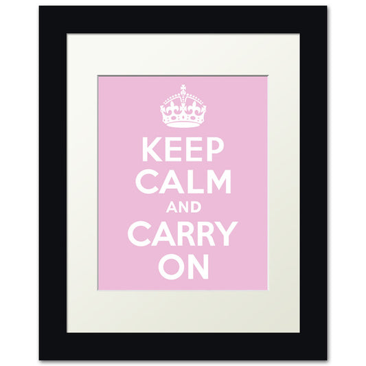 Keep Calm And Carry On, framed print (light pink)