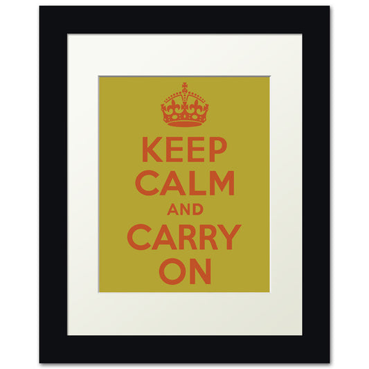 Keep Calm And Carry On, framed print (lime)