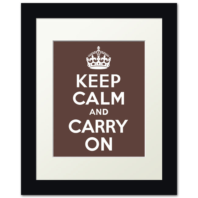 Keep Calm And Carry On, framed print (mocha)