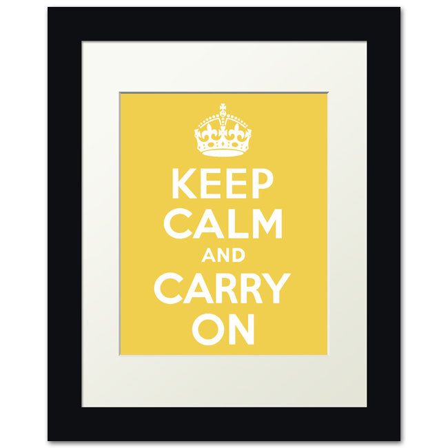 Keep Calm And Carry On, framed print (mustard)