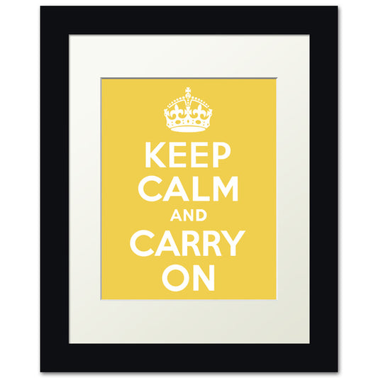 Keep Calm And Carry On, framed print (mustard)