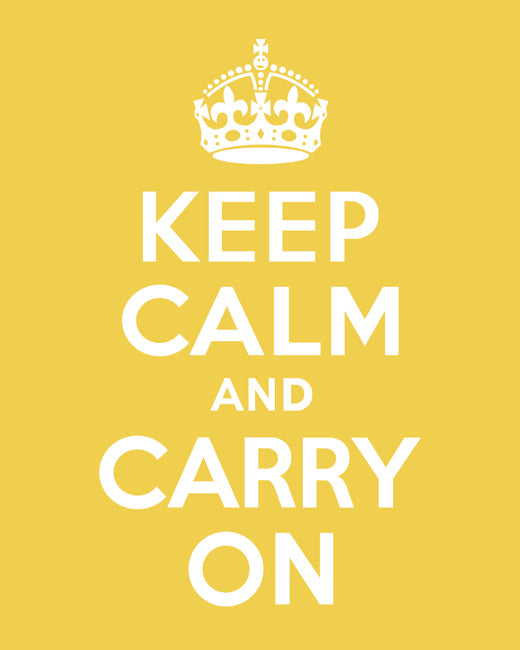 Keep Calm and Carry On, premium art print (mustard)