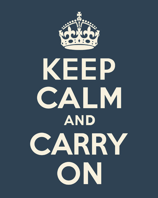 Keep Calm and Carry On, premium art print (navy)