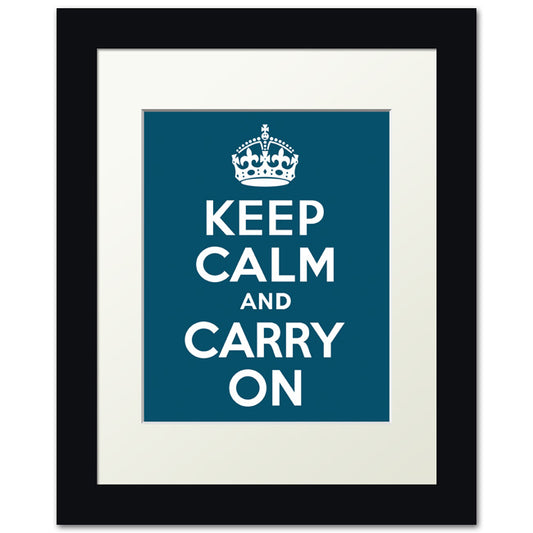 Keep Calm And Carry On, framed print (oceanside)