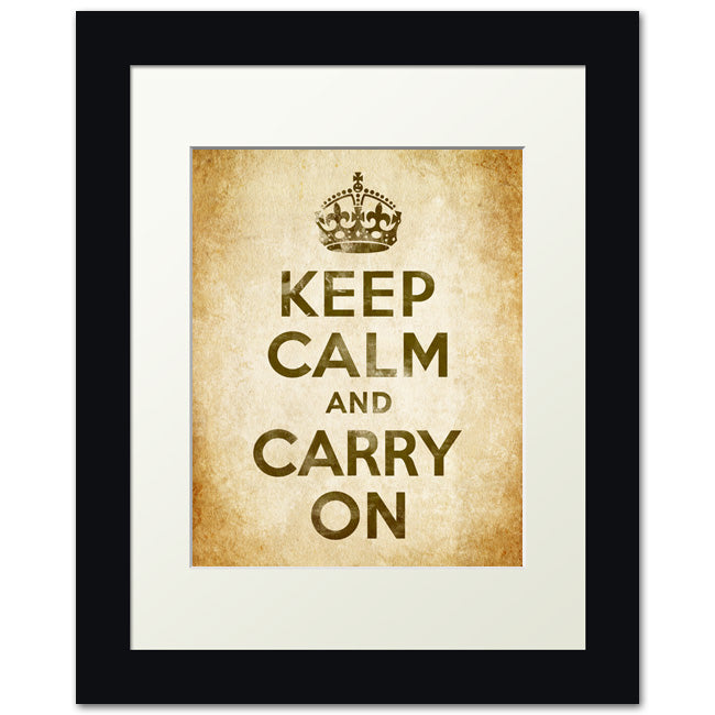Keep Calm And Carry On, framed print (old paper)