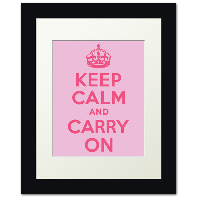 Keep Calm And Carry On, framed print (pink)