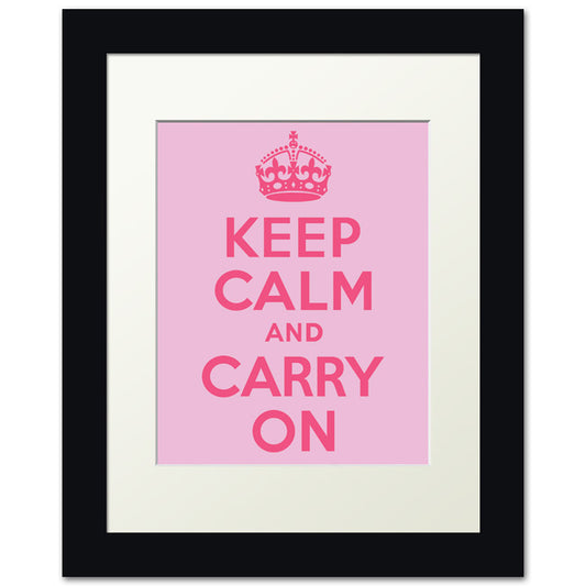 Keep Calm And Carry On, framed print (pink)