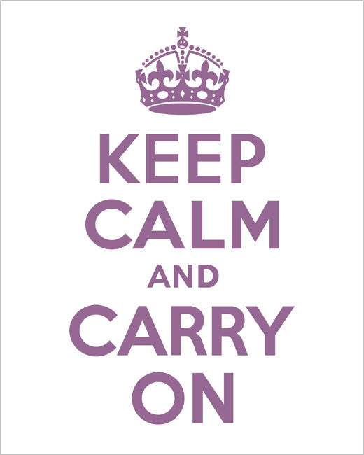 Keep Calm and Carry On, premium art print (purple and white)