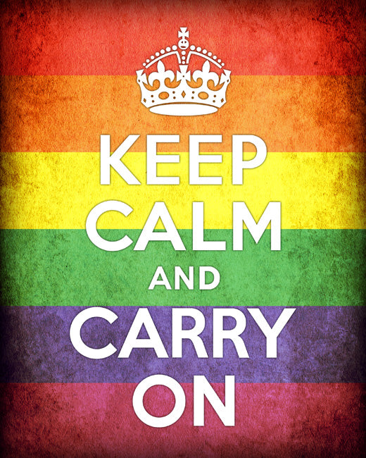 Keep Calm and Carry On, premium art print (grunge rainbow flag)