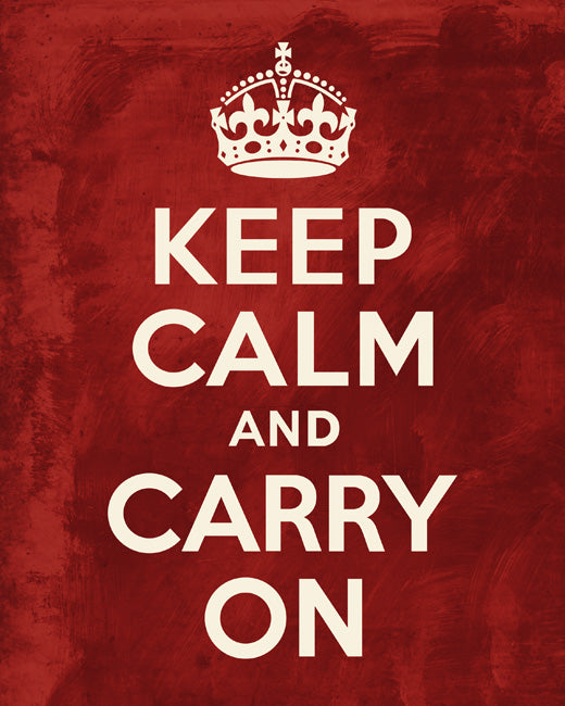 Keep Calm and Carry On, premium art print (red brushstrokes)