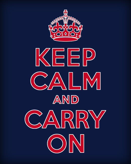 Keep Calm and Carry On, premium art print (red, white and blue)