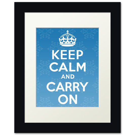 Keep Calm And Carry On, framed print (snowflakes)