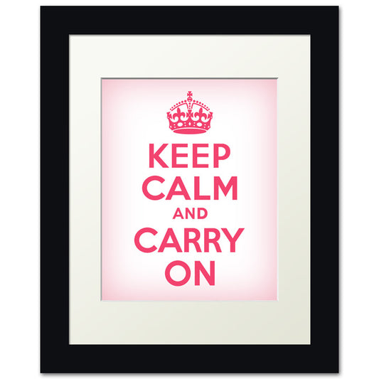 Keep Calm And Carry On, framed print (soft pink)