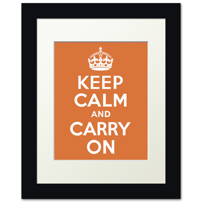 Keep Calm And Carry On, framed print (tangerine)