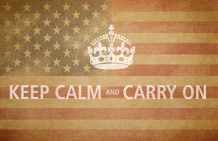Keep Calm and Carry On, premium art print (weathered american flag)