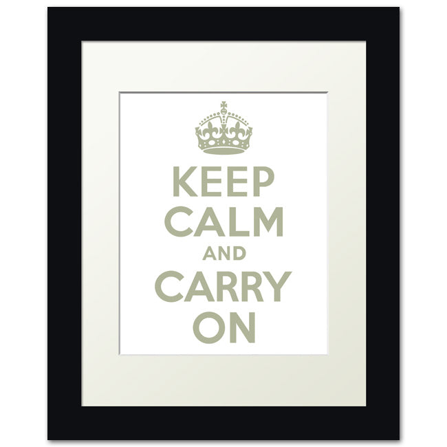 Keep Calm And Carry On, framed print (clay and white)