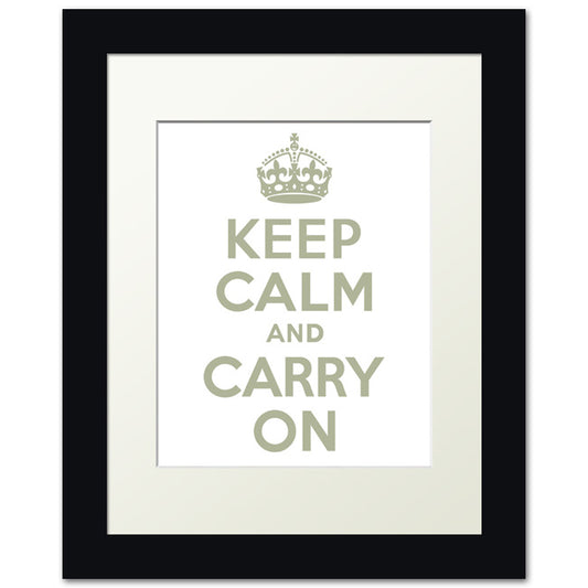 Keep Calm And Carry On, framed print (clay and white)