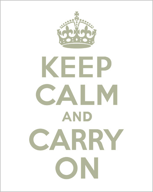 Keep Calm and Carry On, premium art print (white and clay)