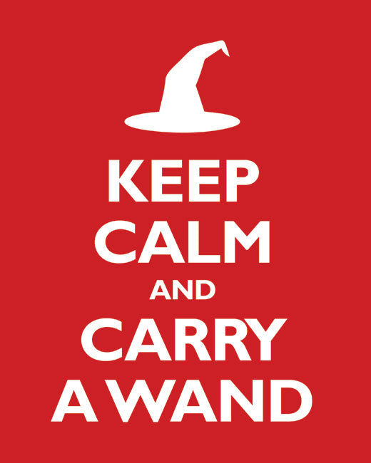 Keep Calm and Carry A Wand, premium art print (classic red)