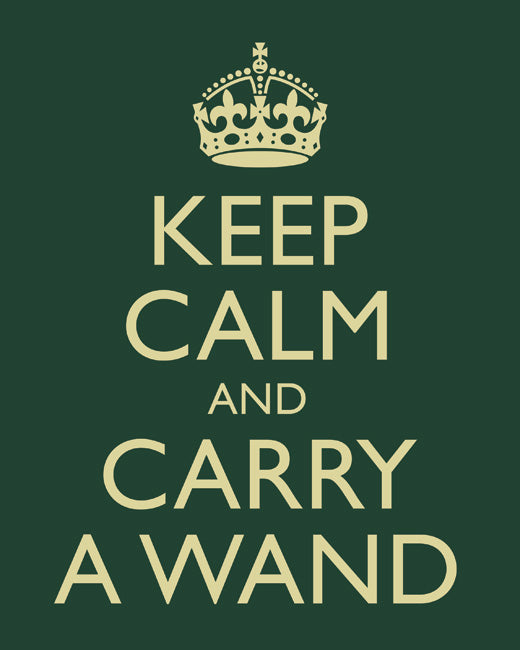 Keep Calm and Carry A Wand, premium art print (forest green)