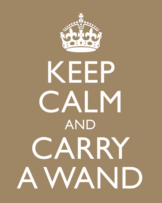 Keep Calm and Carry A Wand, premium art print (khaki)