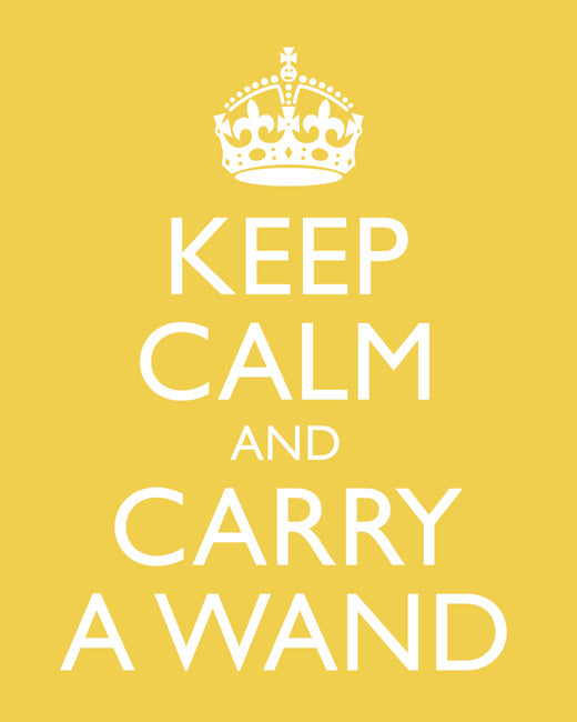 Keep Calm and Carry A Wand, premium art print (mustard)