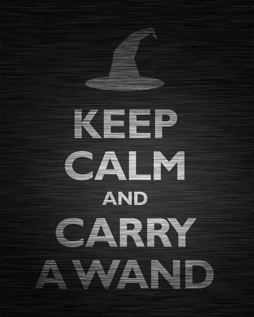 Keep Calm and Carry A Wand, premium art print (dark titanium)