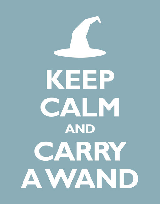Keep Calm and Carry A Wand, premium art print (light blue)