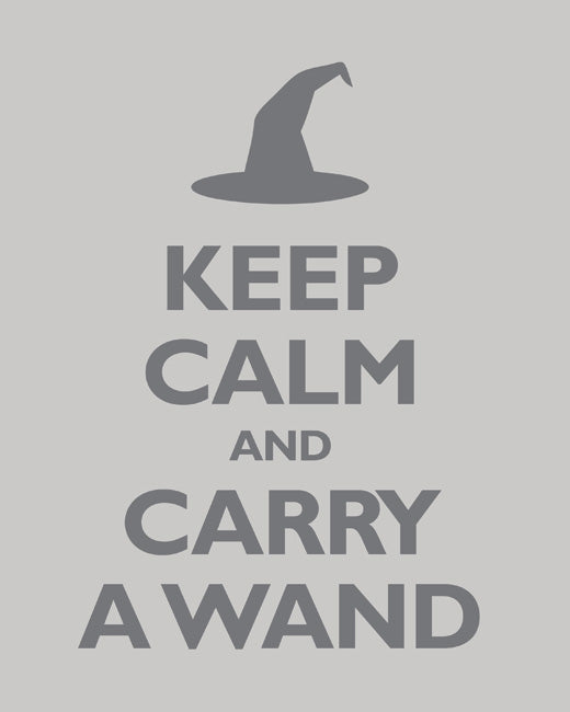 Keep Calm and Carry A Wand, premium art print (light gray)