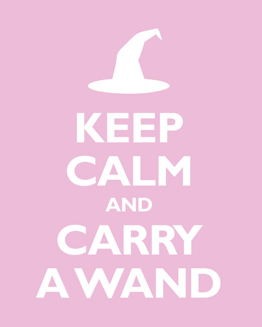 Keep Calm and Carry A Wand, premium art print (light pink)