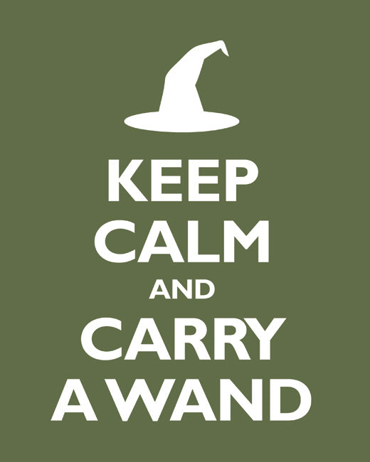 Keep Calm and Carry A Wand, premium art print (olive)
